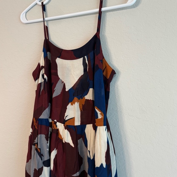 NEW LOFT Abstract Print Spaghetti Strap MIDI Dress - Picture 2 of 5